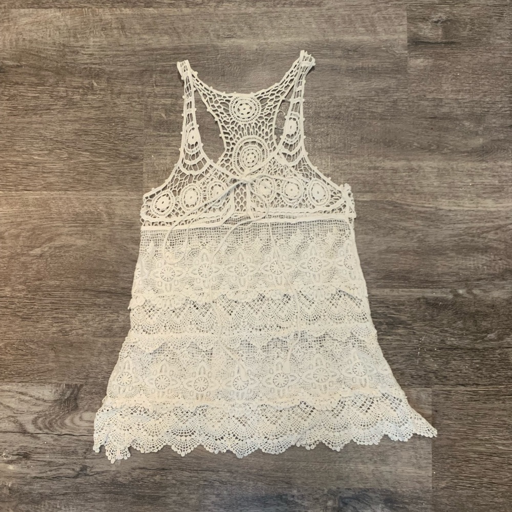 White crochet dress swim cover up